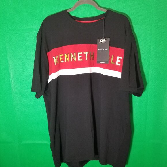 Kenneth Cole Men 3X Black Red Crew Neck Shirt Big & Tall Streetwear Retro NWT - Picture 1 of 7